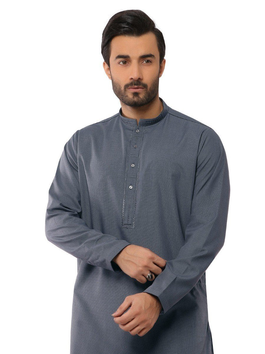 Men's Grey Shalwar Kameez - EMTKS19S-40796 - Image 2