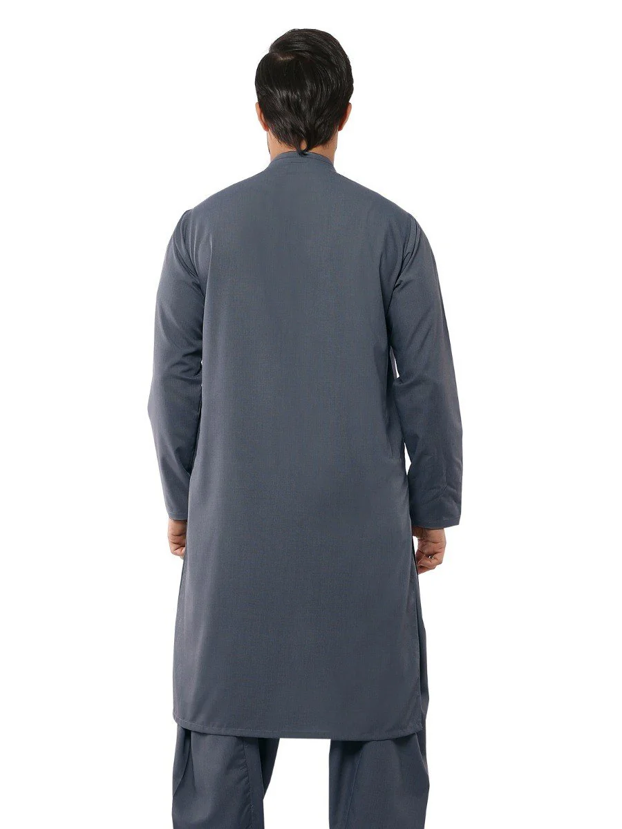 Men's Grey Shalwar Kameez - EMTKS19S-40796 - Image 3