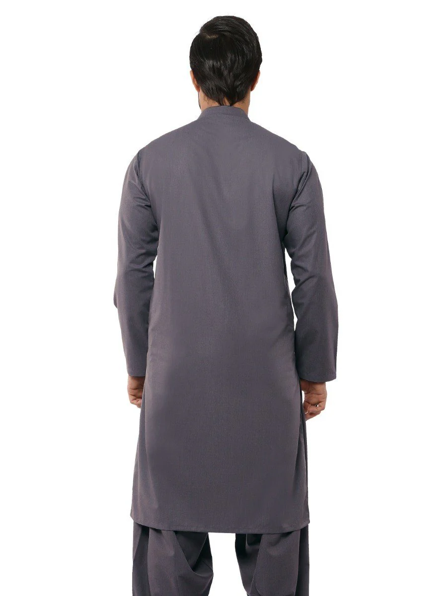 Men's Dark Grey Shalwar Kameez - EMTKS19S-40797 - Image 3