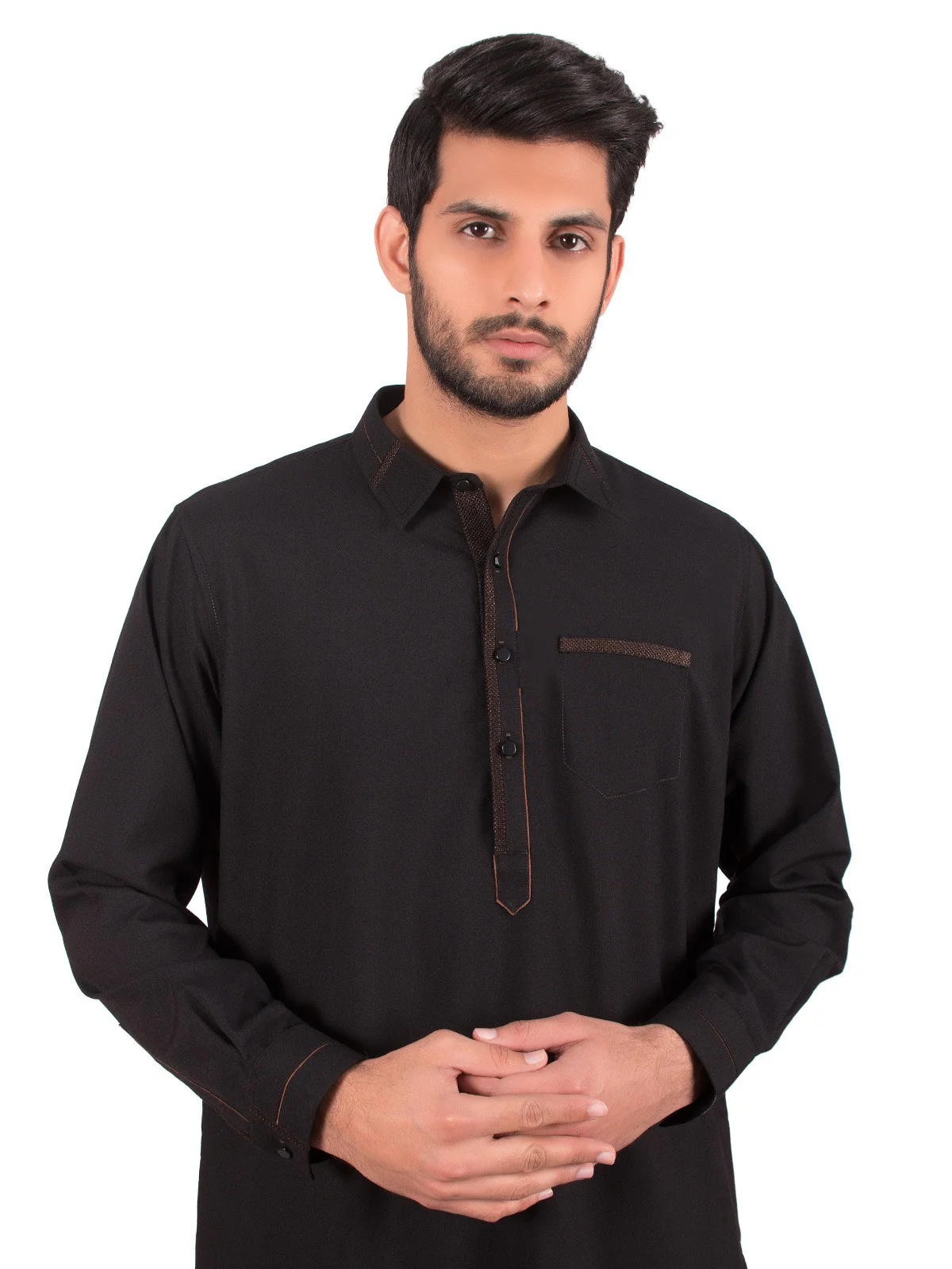 Men's Black Shalwar Kameez - EMTKS19S-40802 - Image 2