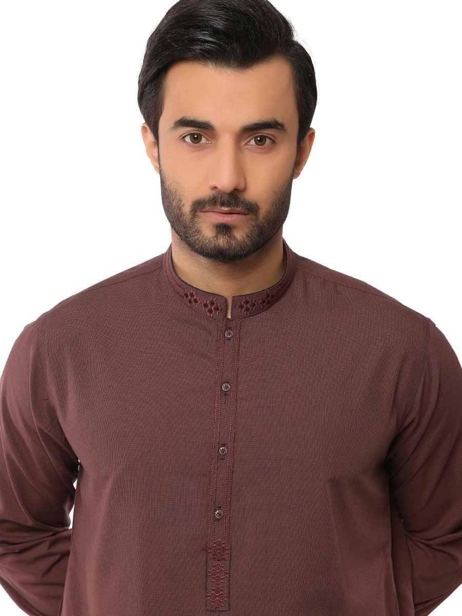Men's Bitter Chocolate Shalwar Kameez - EMTKS19S-40809 - Image 2