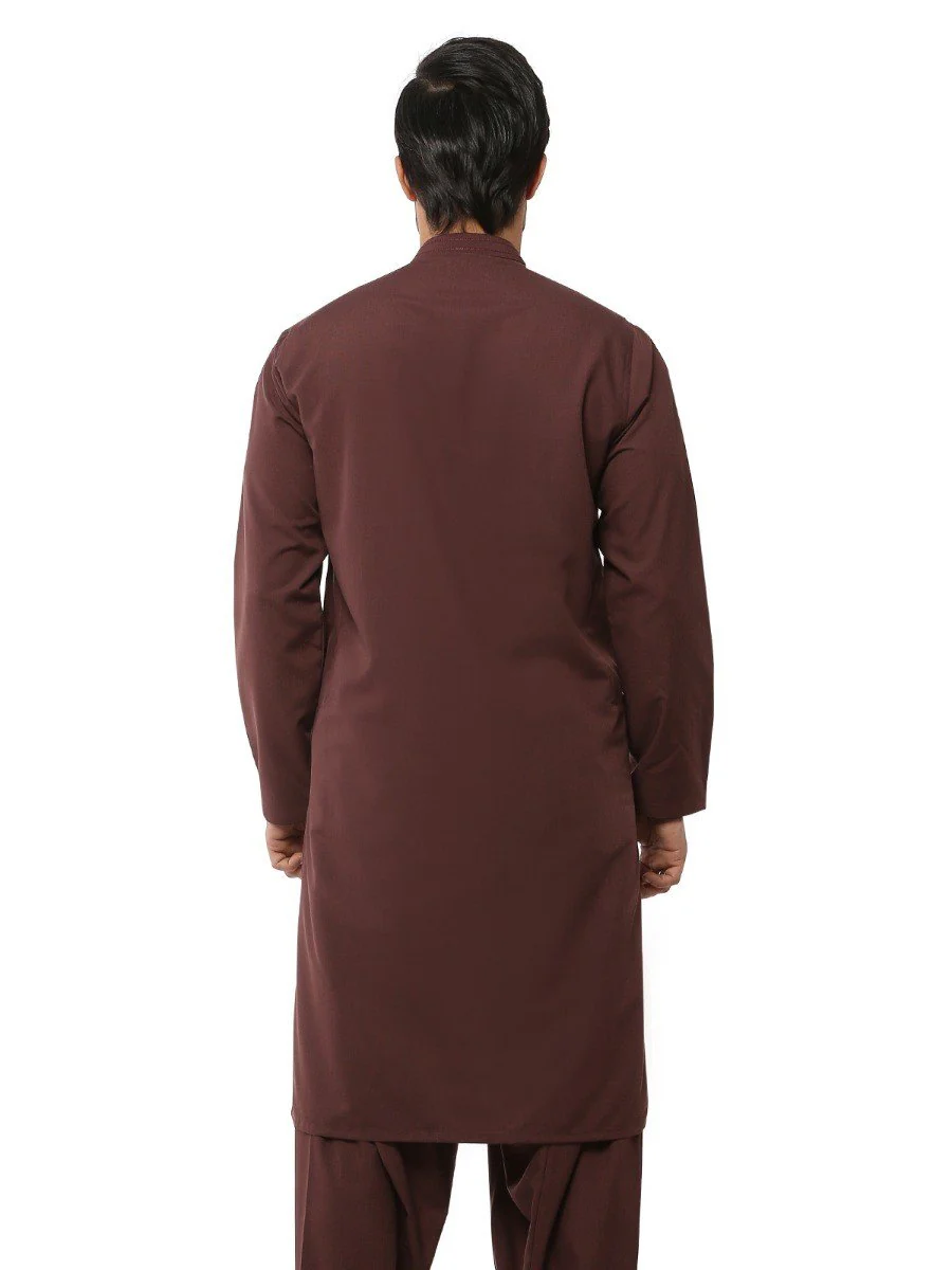 Men's Bitter Chocolate Shalwar Kameez - EMTKS19S-40809 - Image 3