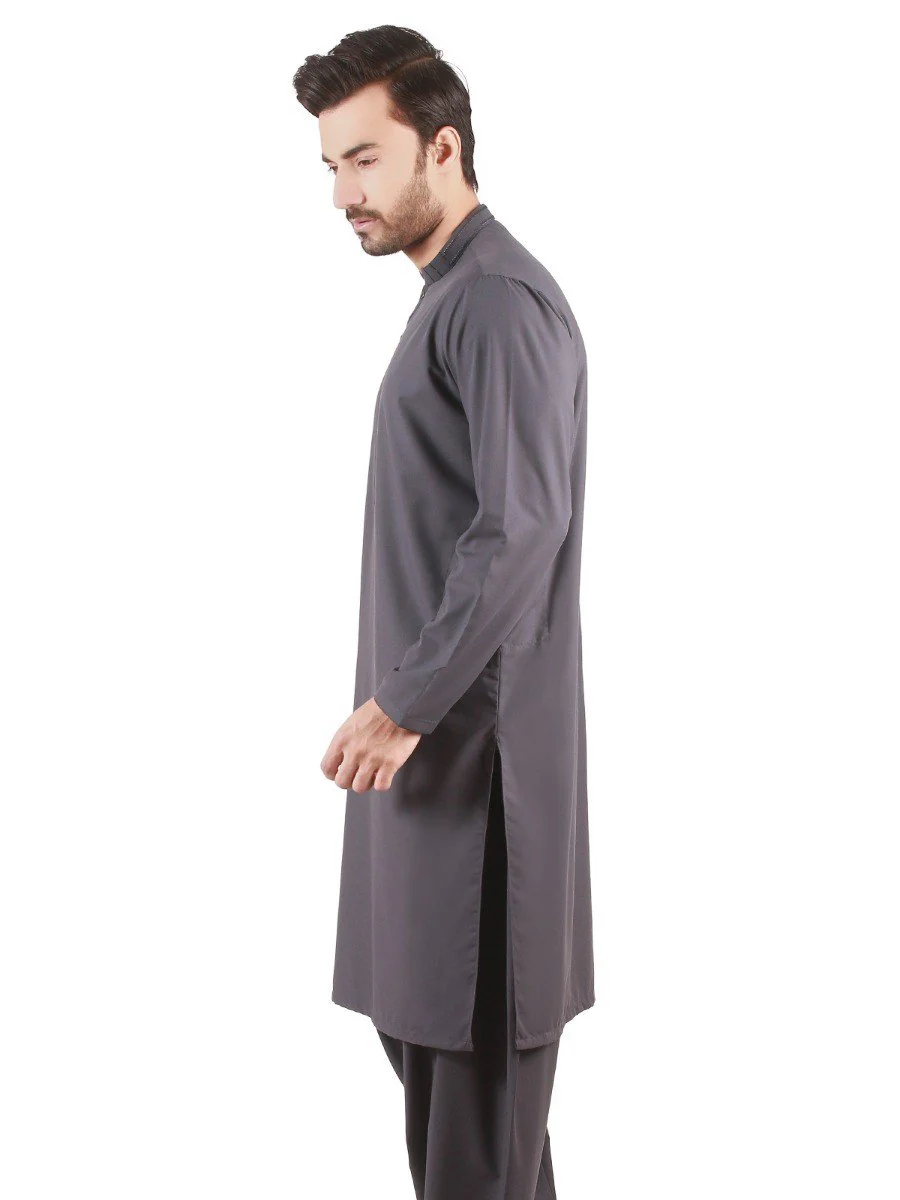 Men's Dark Navy Shalwar Kameez - EMTKS19S-40816 - Image 2