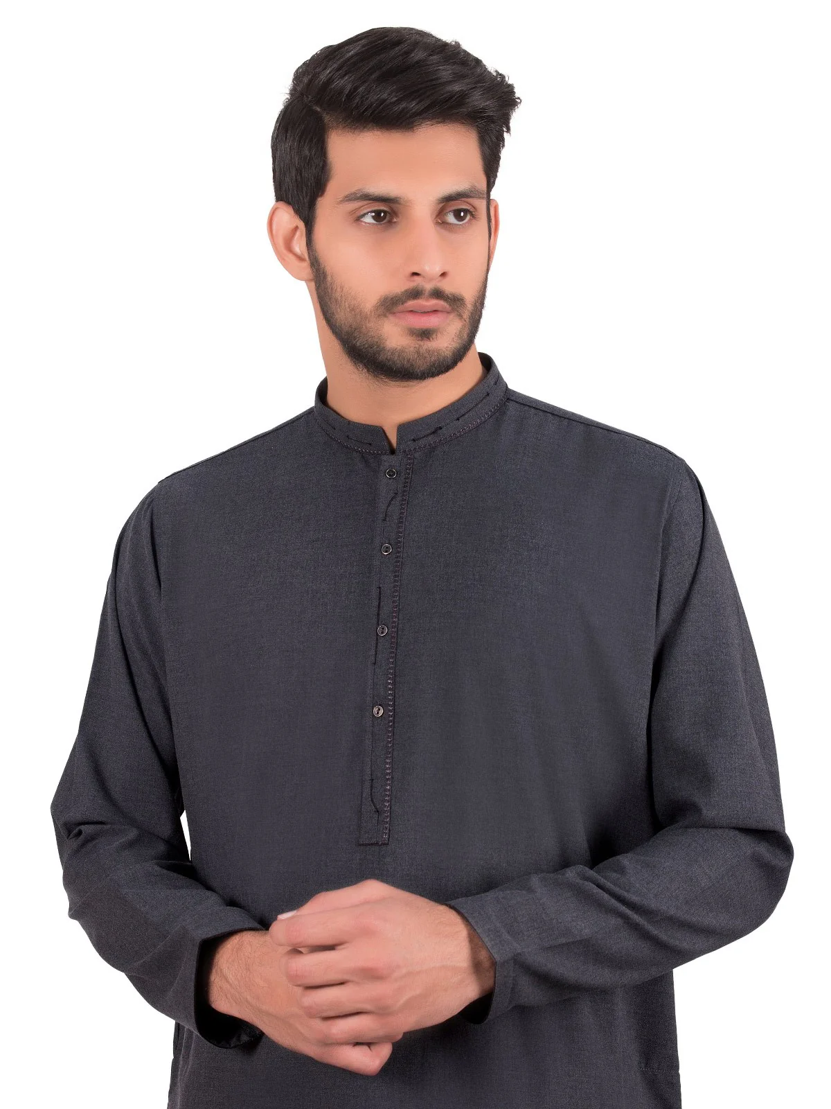Men's Dark Grey Shalwar Kameez - EMTKS19S-40828 - Image 2