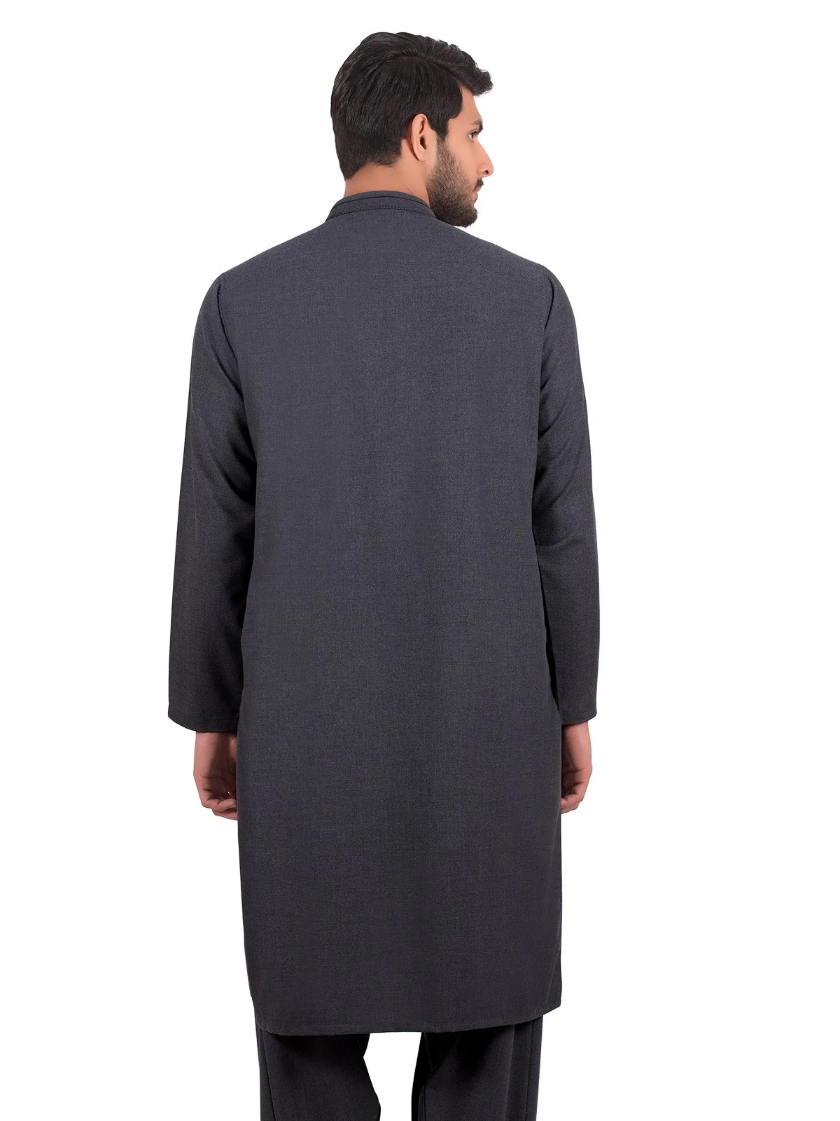 Men's Dark Grey Shalwar Kameez - EMTKS19S-40828 - Image 3