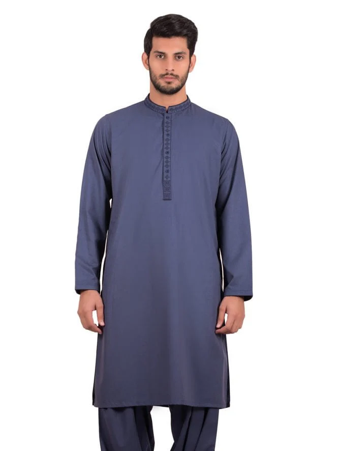 Men's Mid Blue Shalwar Kameez - EMTKS19S-40829