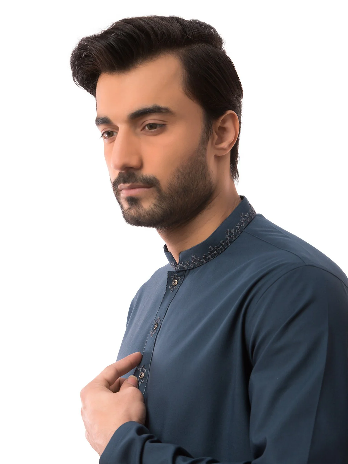 Men's Dark Teal Shalwar Kameez - EMTKS19S-40831 - Image 2
