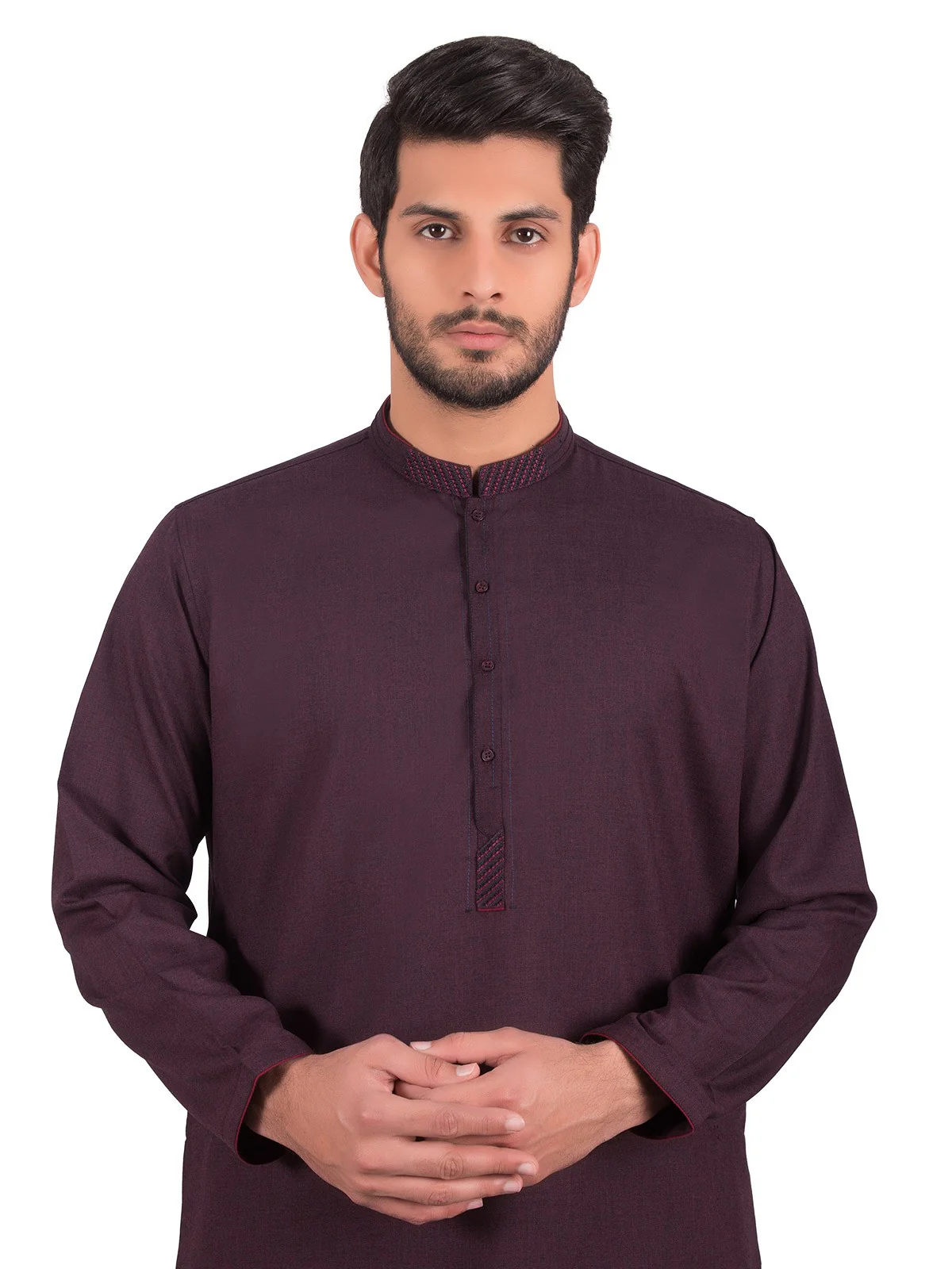 Men's Dark Burgundy Shalwar Kameez - EMTKS19S-40838 - Image 2