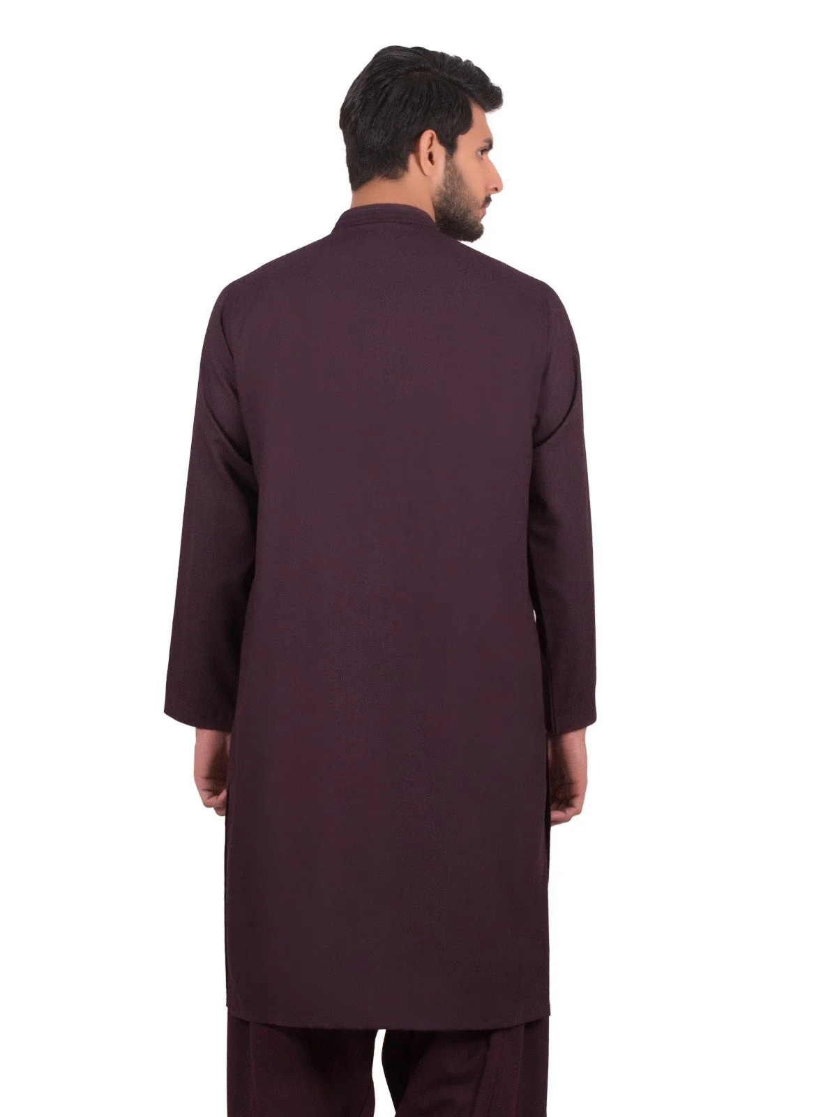 Men's Dark Burgundy Shalwar Kameez - EMTKS19S-40838 - Image 3