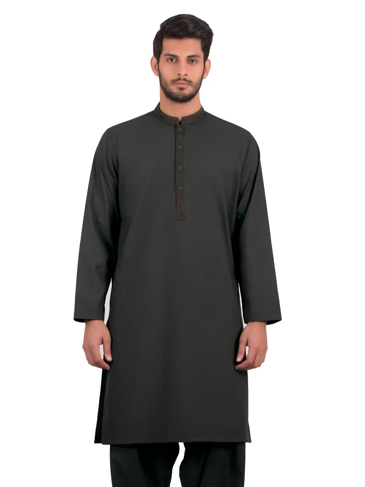 Men's Dark Olive Shalwar Kameez - EMTKS19W-40836