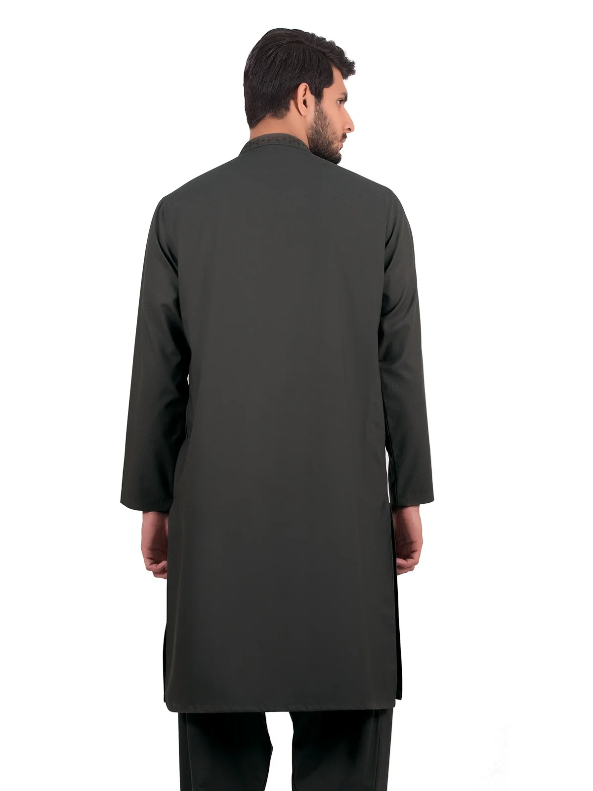 Men's Dark Olive Shalwar Kameez - EMTKS19W-40836 - Image 3