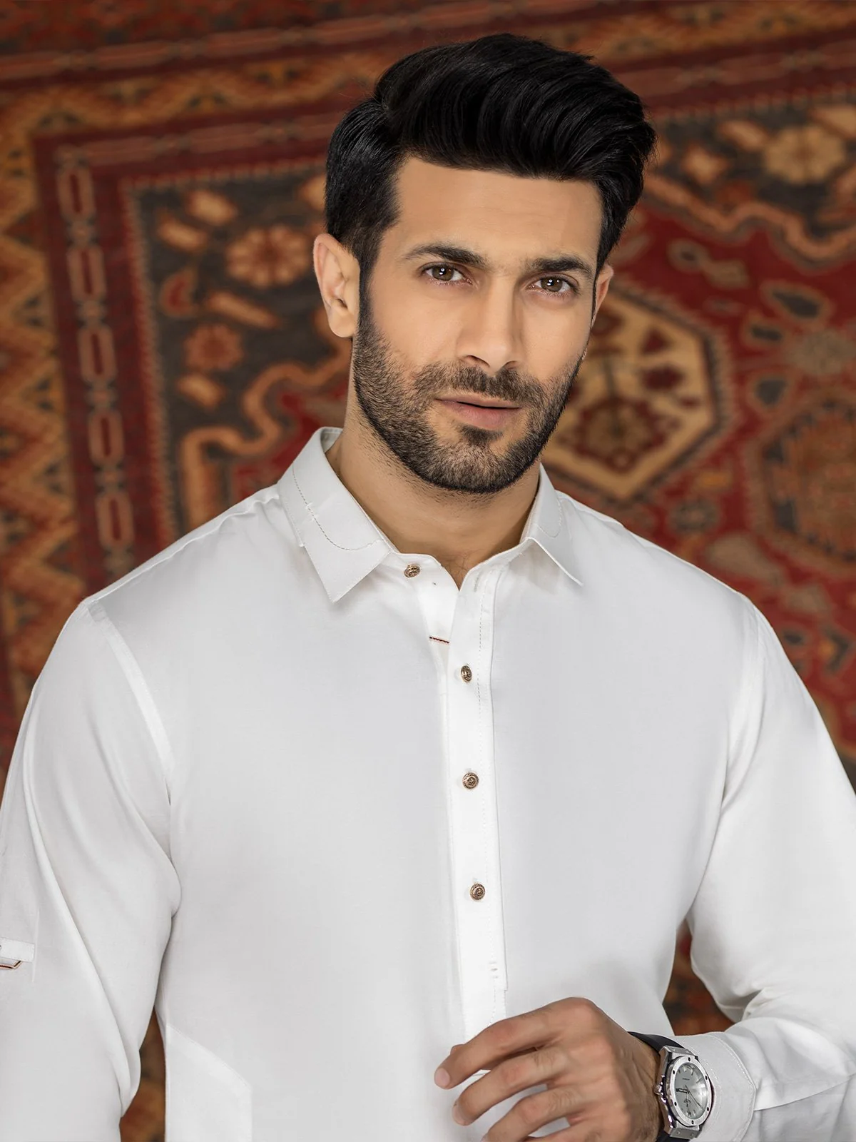 Men's Off White Shalwar Kameez - EMTKS20-047 - Image 2
