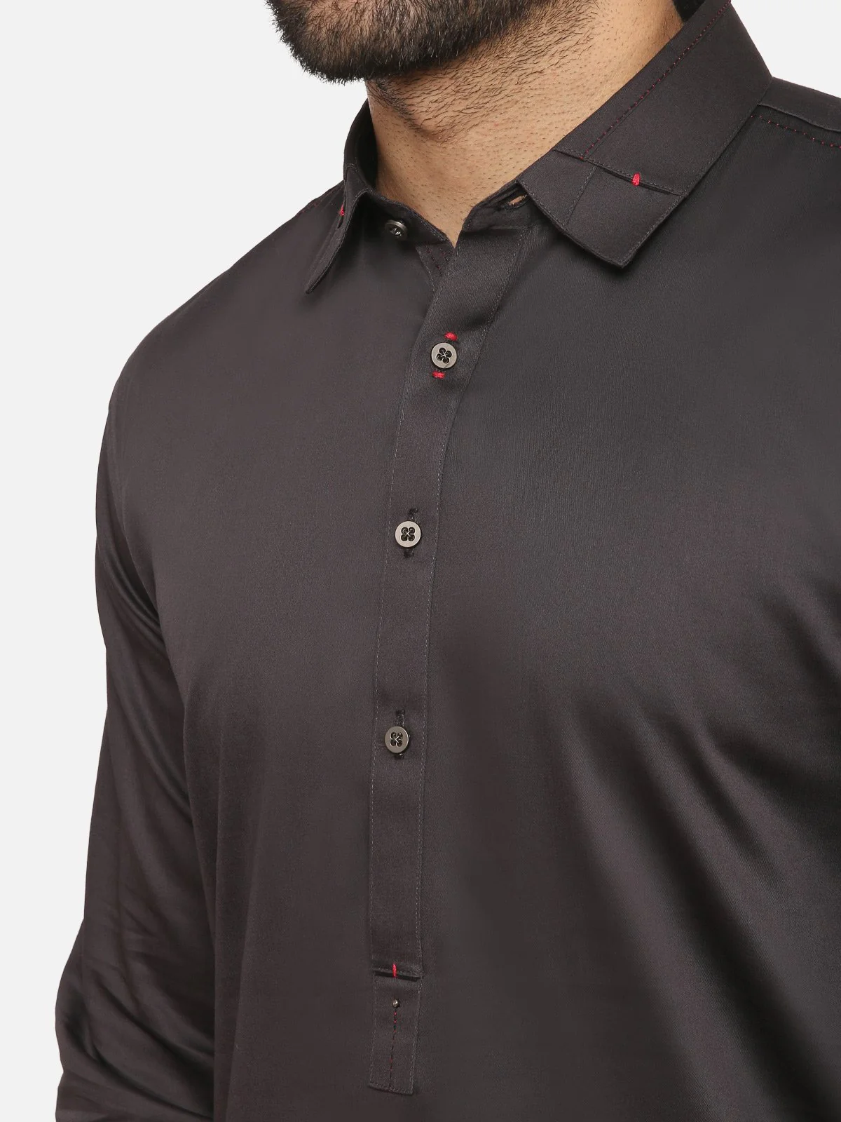 Men's Charcoal Shalwar Kameez - EMTKS20-048 - Image 2