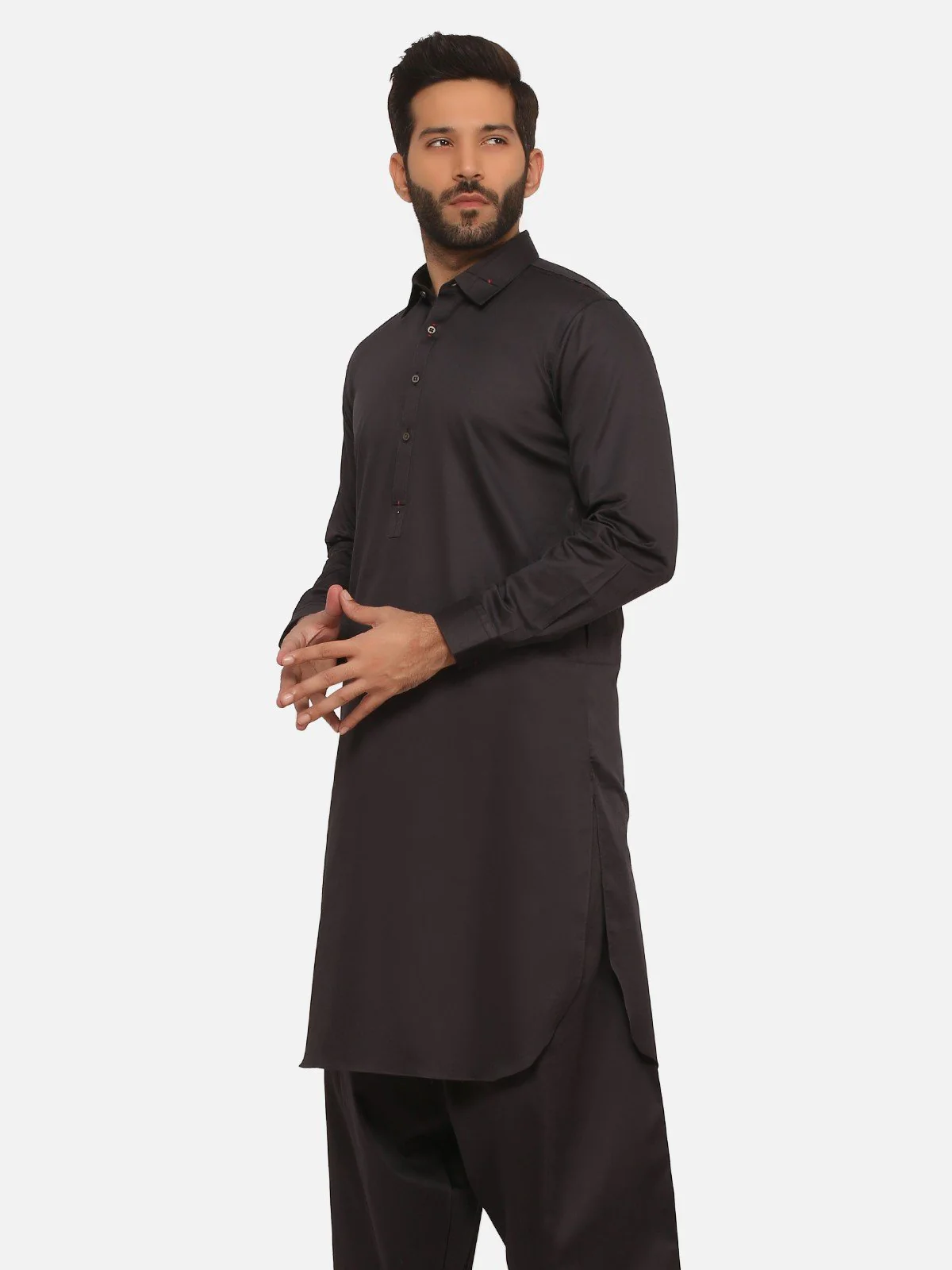Men's Charcoal Shalwar Kameez - EMTKS20-048 - Image 4