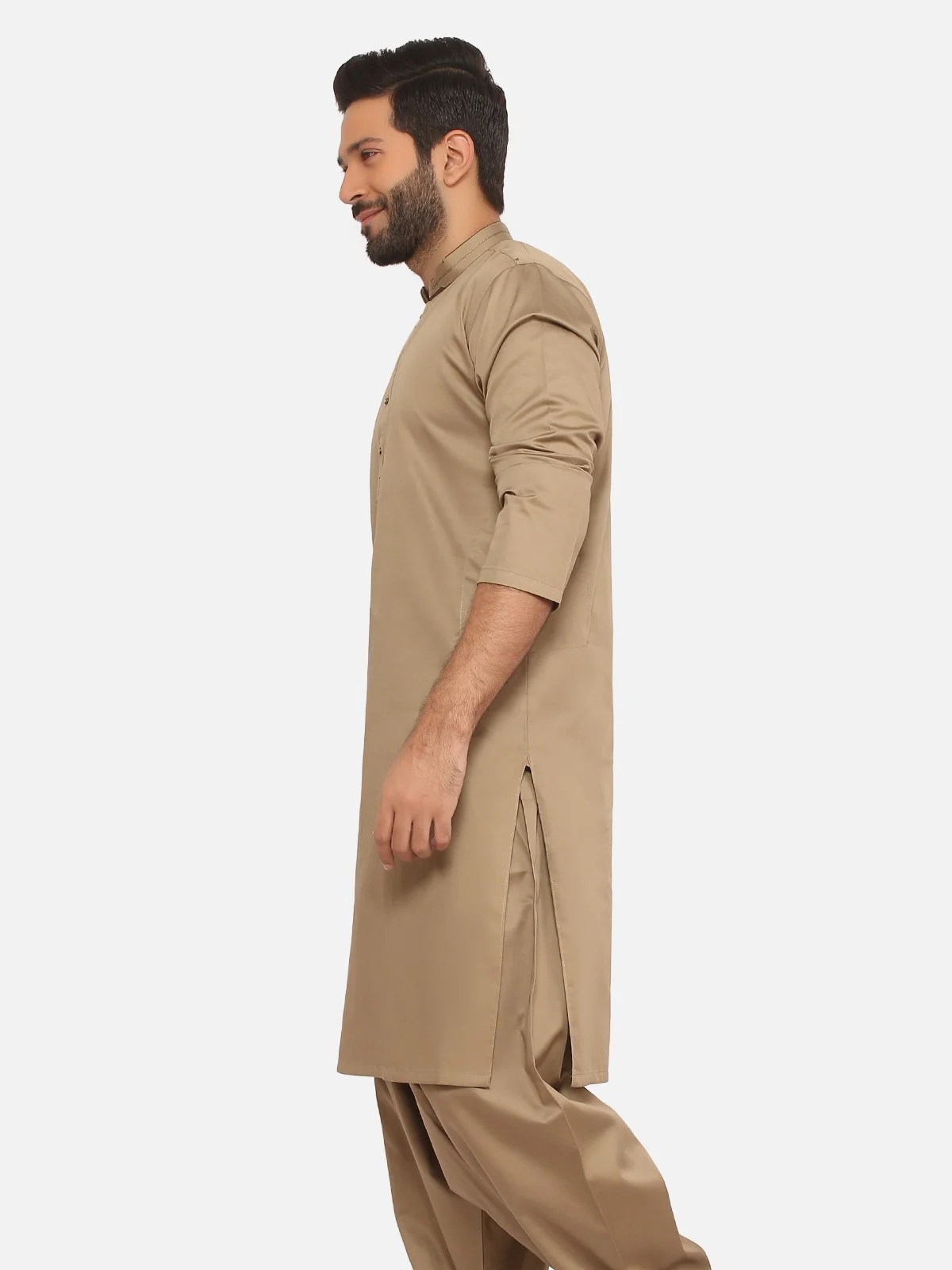 Men's Light Mehndi Shalwar Kameez - EMTKS20-049 - Image 3