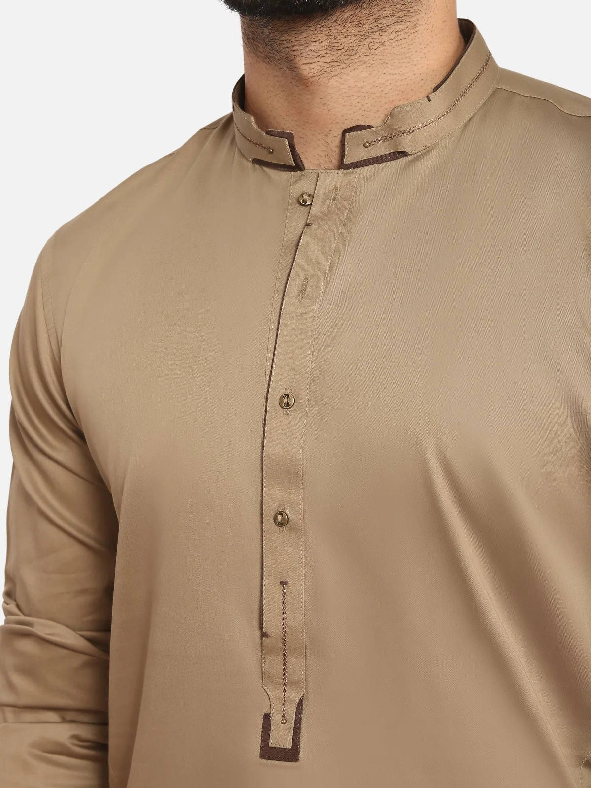 Men's Light Mehndi Shalwar Kameez - EMTKS20-049 - Image 4