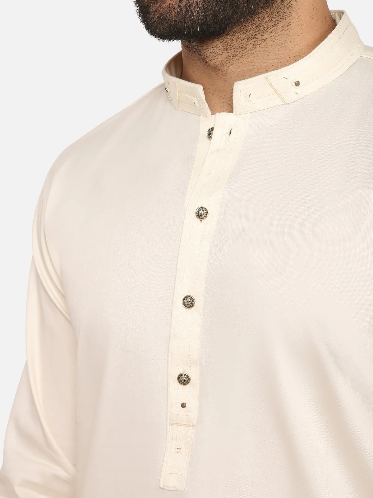 Men's Cream Shalwar Kameez - EMTKS20-050 - Image 3