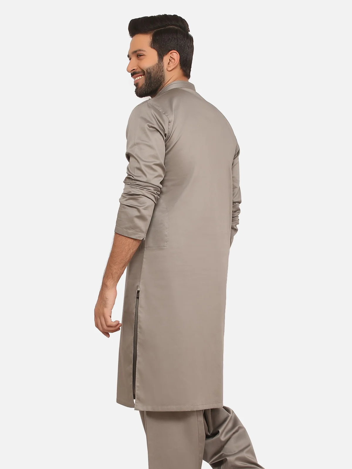 Men's Grey Shalwar Kameez - EMTKS20-052 - Image 3