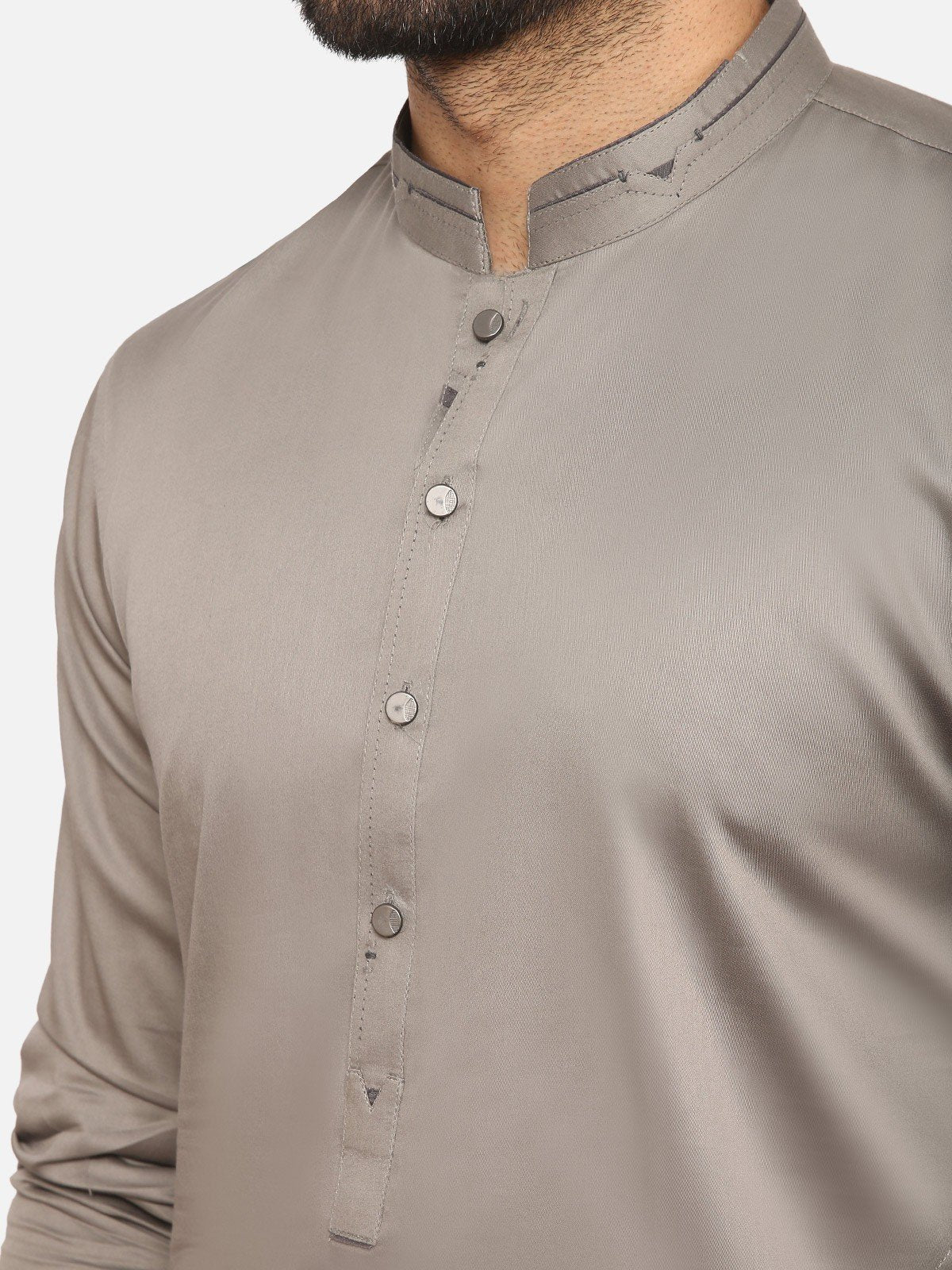 Men's Grey Shalwar Kameez - EMTKS20-052 - Image 4