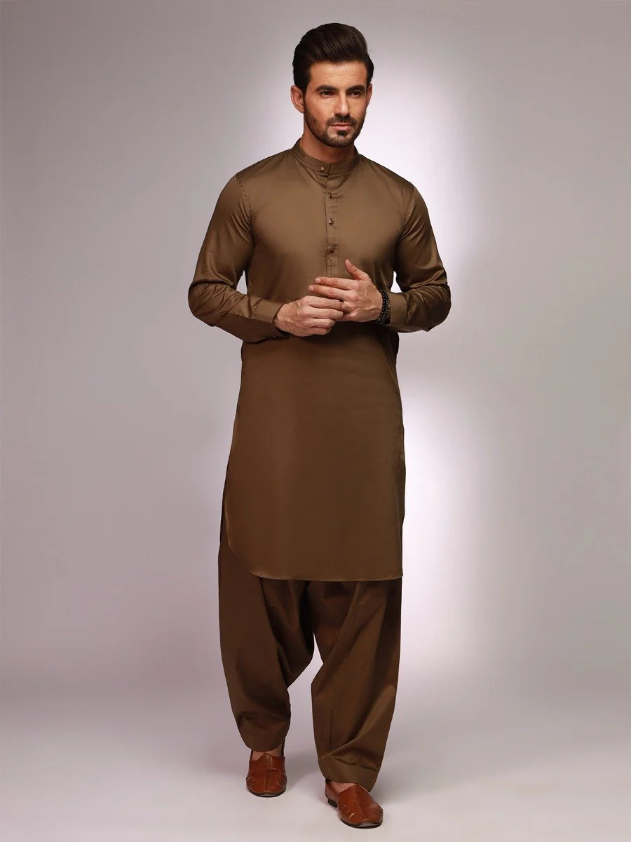 Men's Mehndi Shalwar Kameez - EMTKS20-054