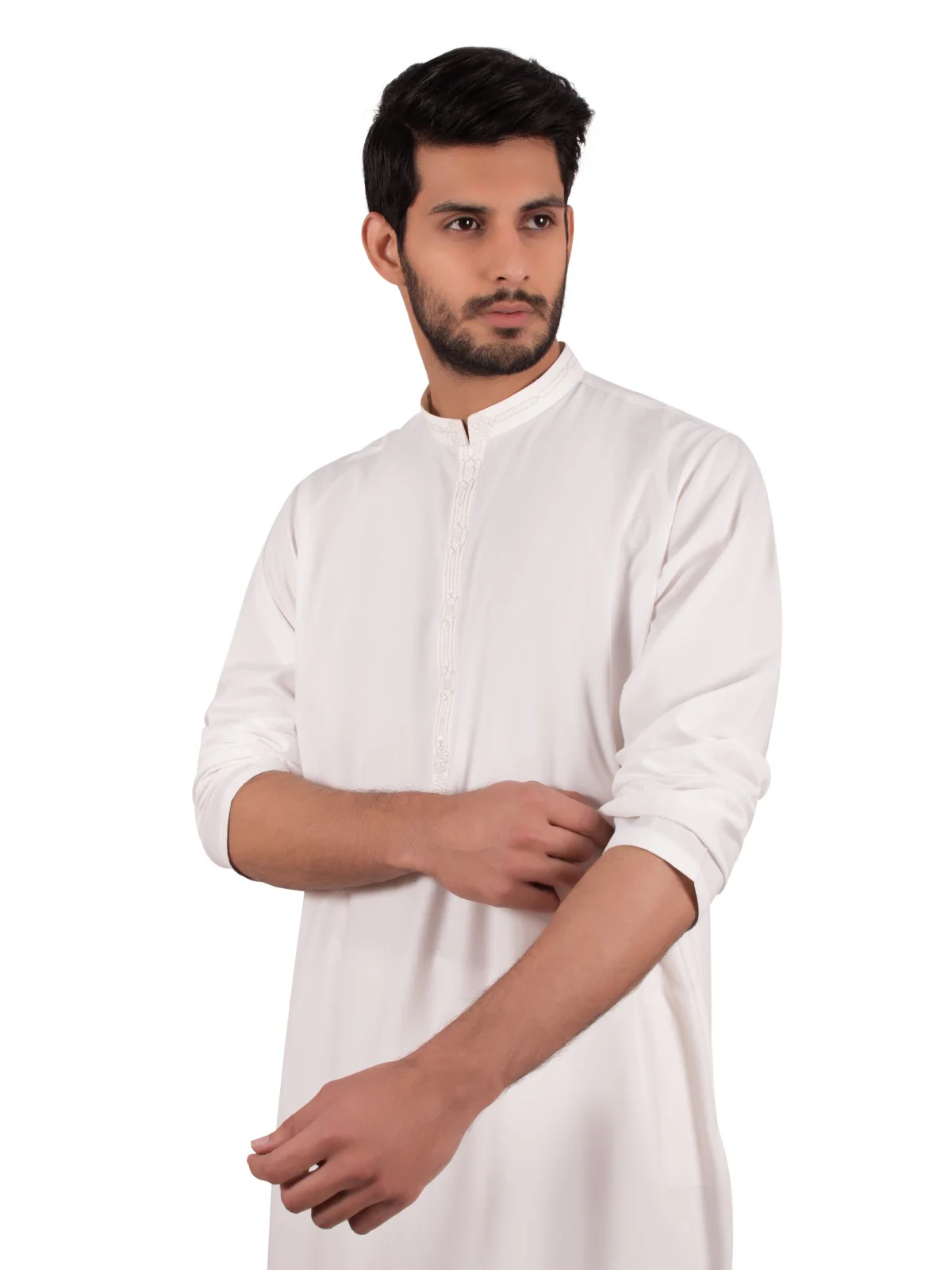 Men's Off White Shalwar Kameez - EMTKS20S-40813 - Image 2