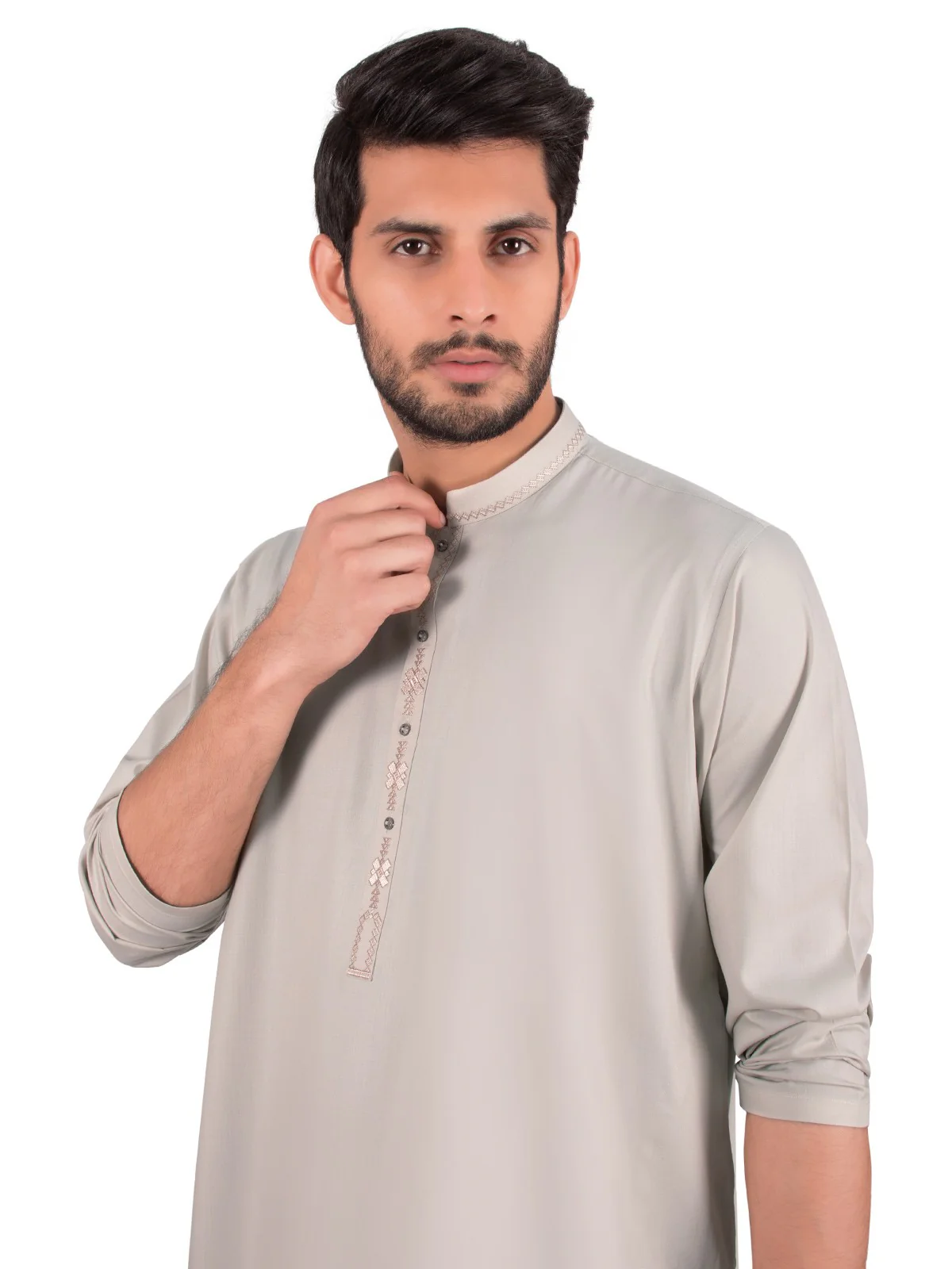Men's Light Beige Shalwar Kameez - EMTKS20S-40824 - Image 2