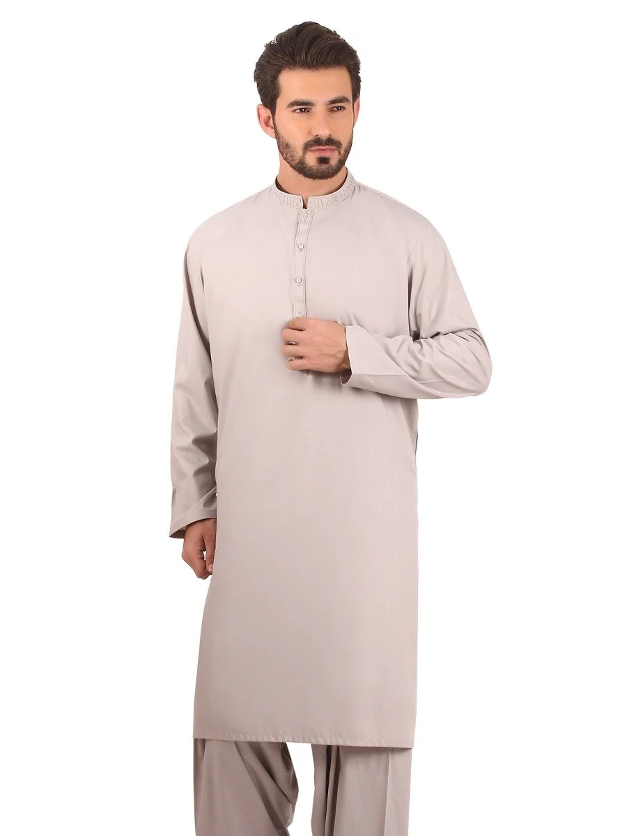 Men's Light Grey Shalwar Kameez - EMTKS20S-40825