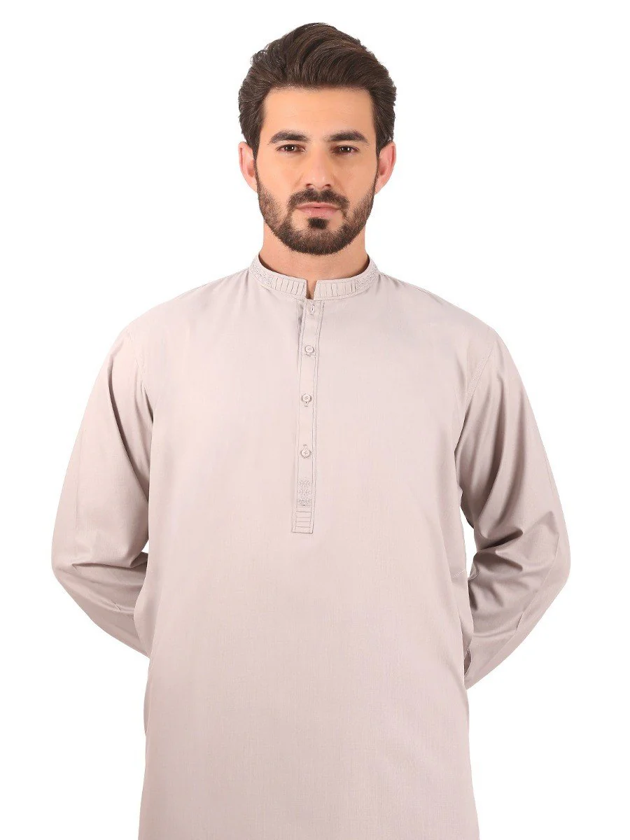 Men's Light Grey Shalwar Kameez - EMTKS20S-40825 - Image 2