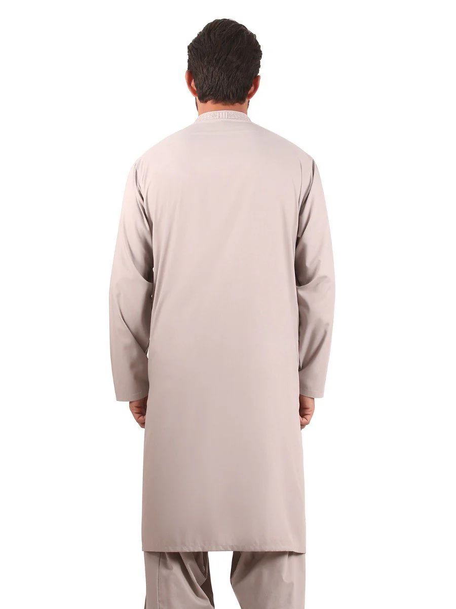 Men's Light Grey Shalwar Kameez - EMTKS20S-40825 - Image 3