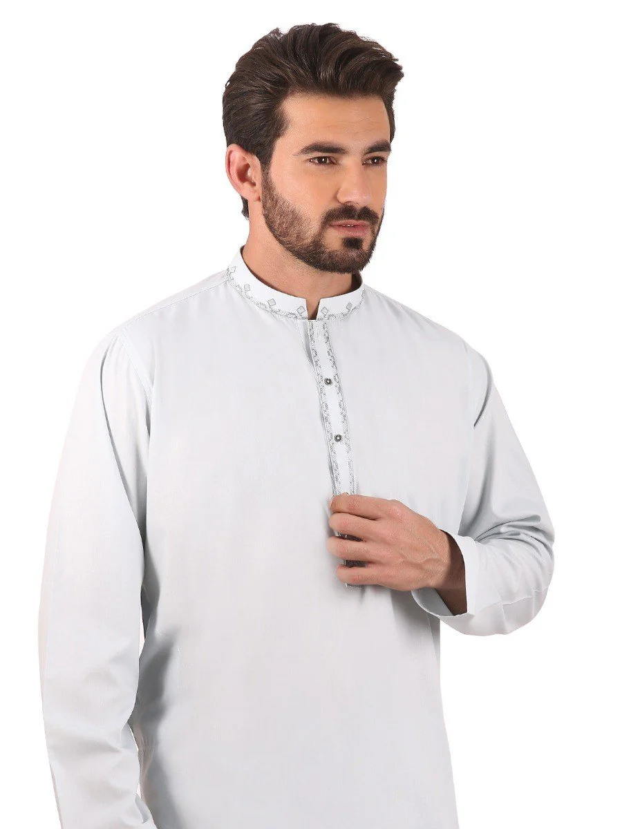 Men's Ice Blue Shalwar Kameez - EMTKS20S-40826 - Image 2