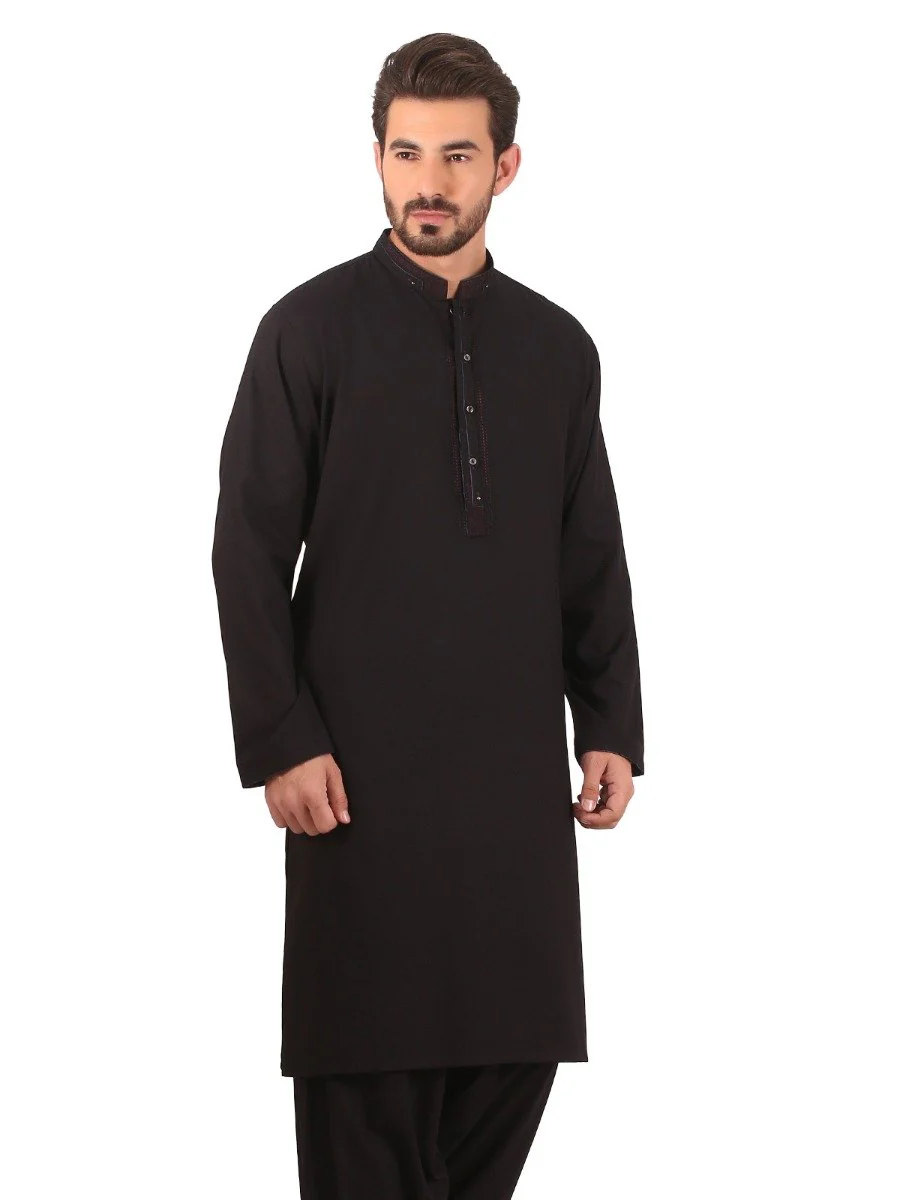 Men's Black Shalwar Kameez - EMTKS20S-40834