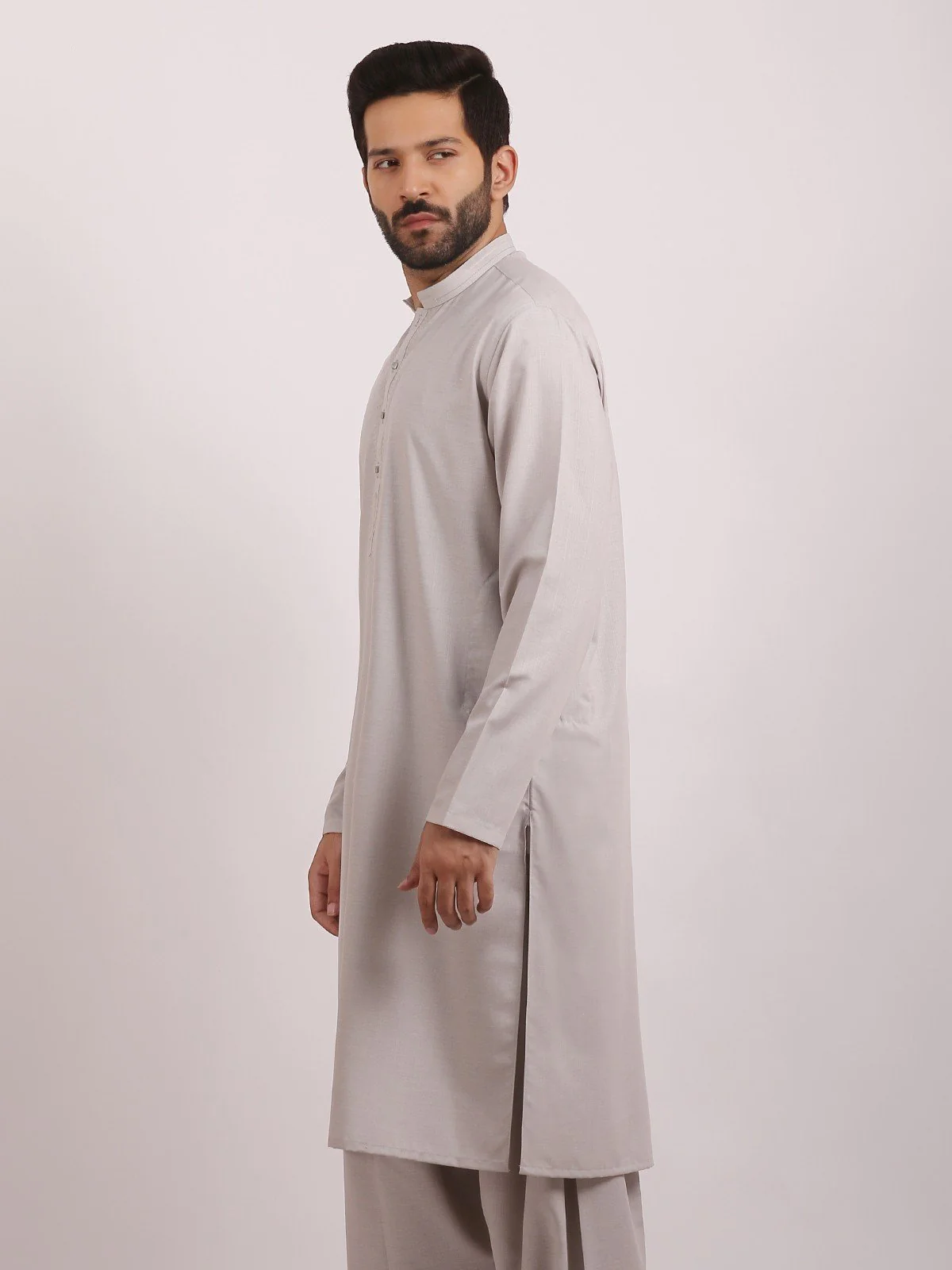 Men's Ash White Shalwar Kameez - EMTKS20S-40853 - Image 3