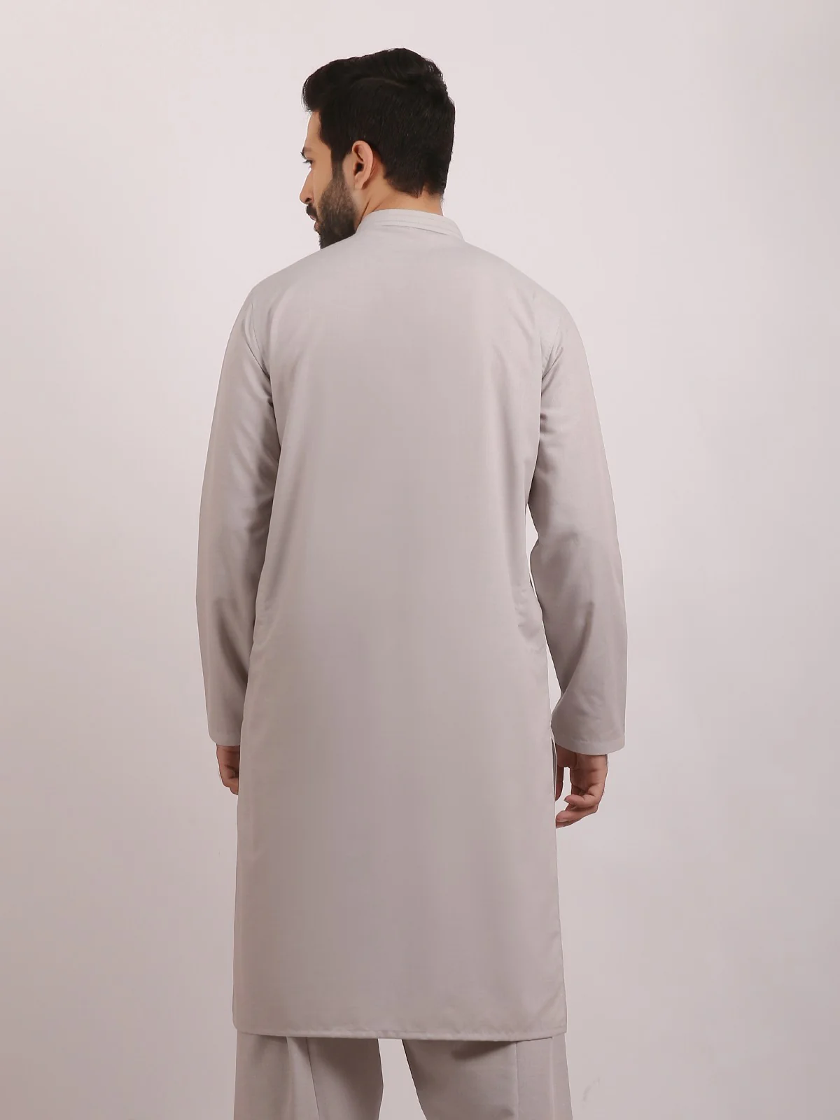 Men's Ash White Shalwar Kameez - EMTKS20S-40853 - Image 4