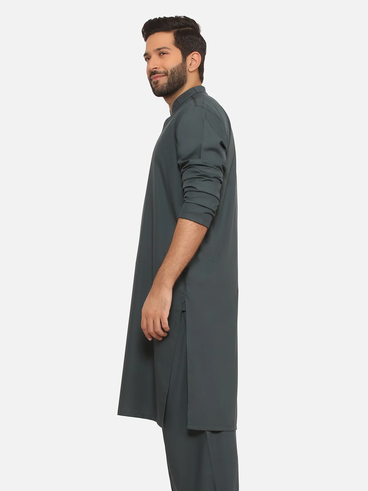 Men's Dark Teal Shalwar Kameez - EMTKS20S-40856 - Image 3