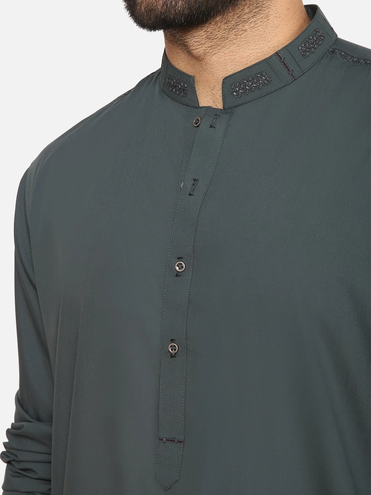 Men's Dark Teal Shalwar Kameez - EMTKS20S-40856 - Image 4