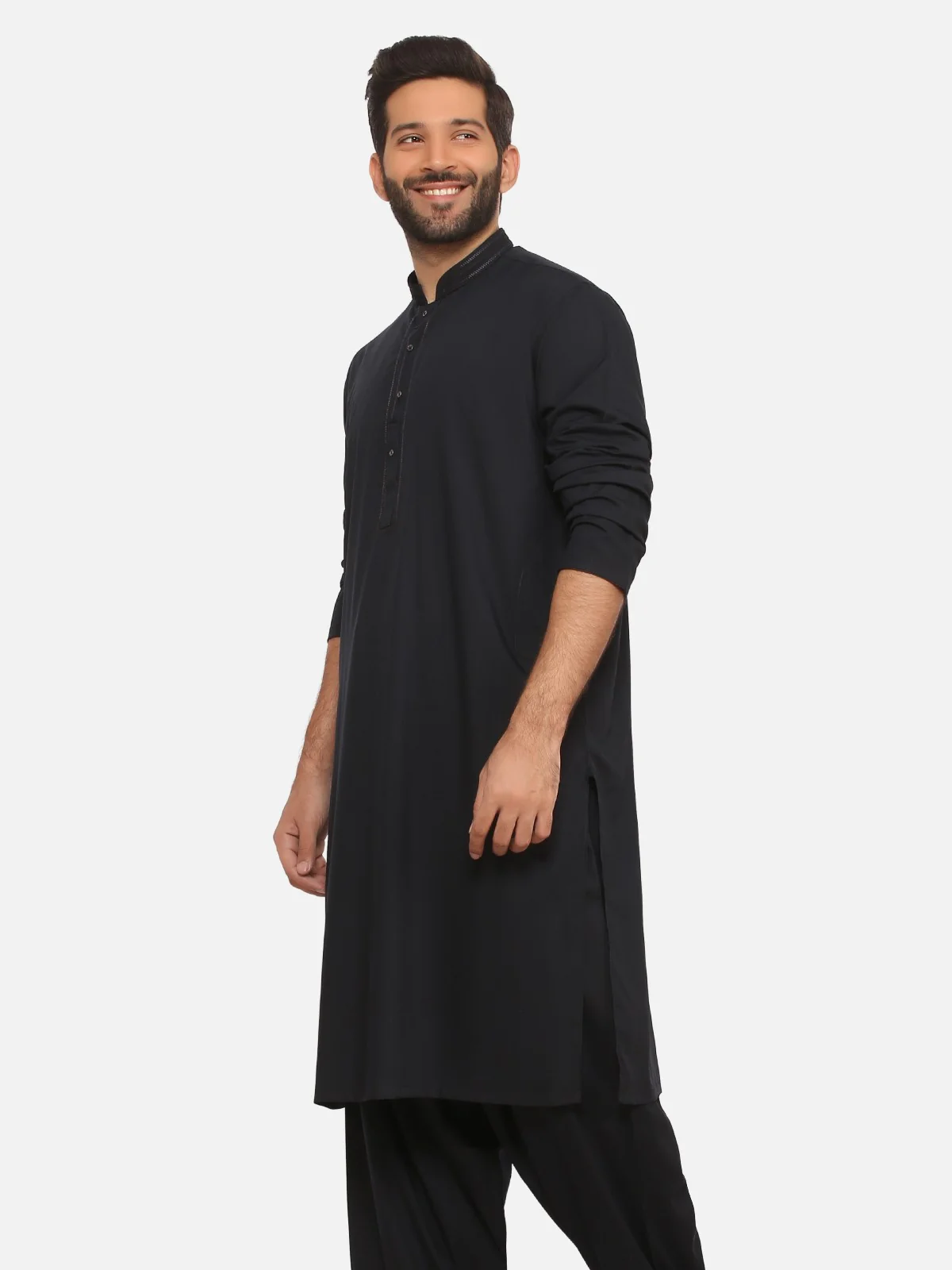 Men's Navy Blue Shalwar Kameez - EMTKS20S-40857 - Image 4