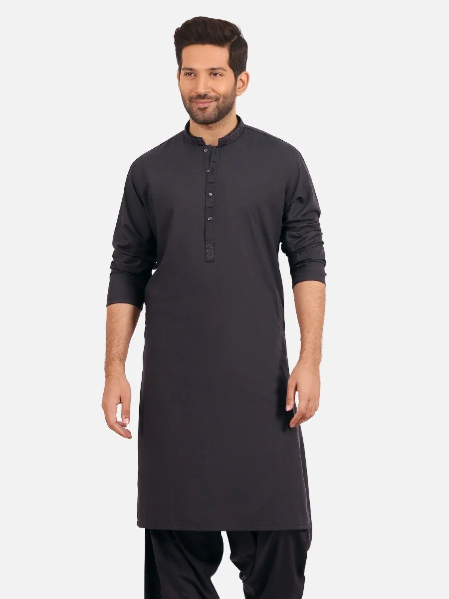 Men's Charcoal Shalwar Kameez - EMTKS20S-40859