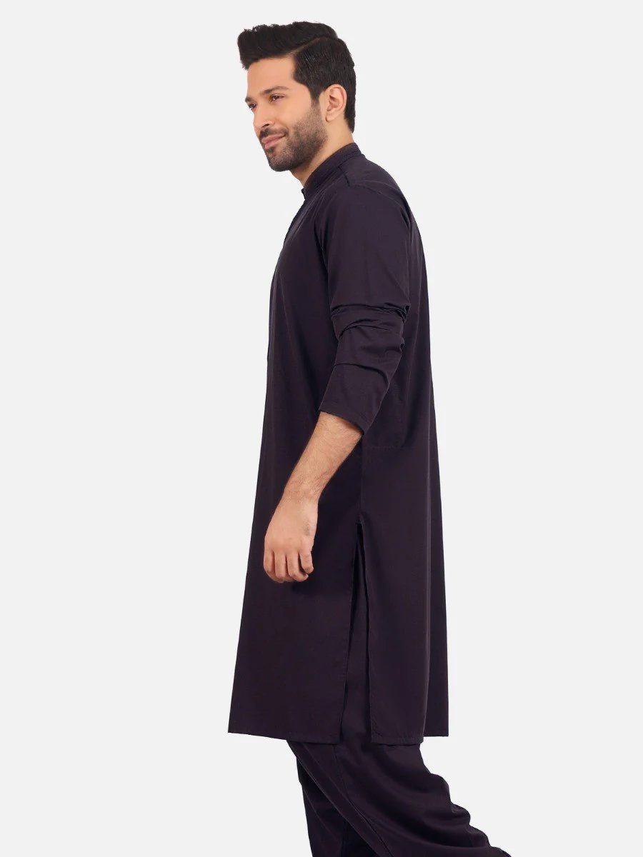 Men's Plum Shalwar Kameez - EMTKS20S-40860 - Image 2