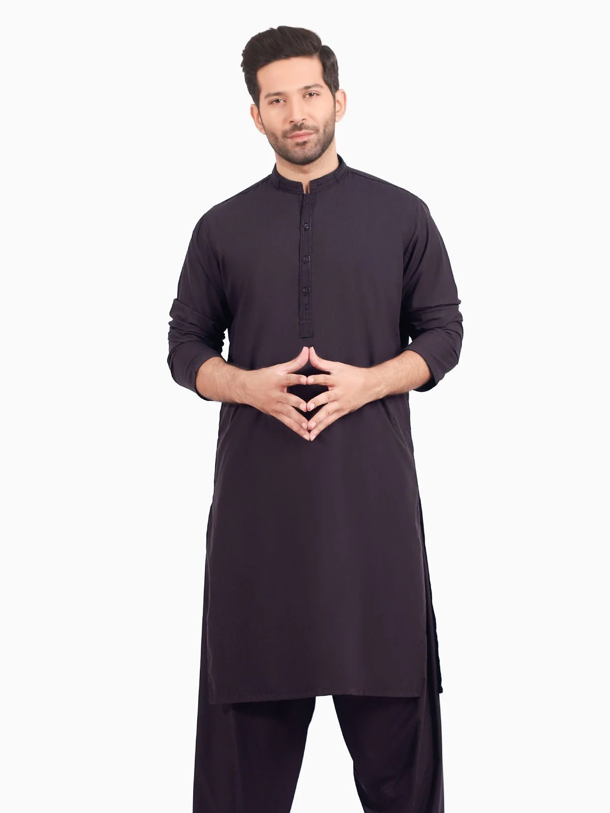 Men's Plum Shalwar Kameez - EMTKS20S-40860 - Image 5