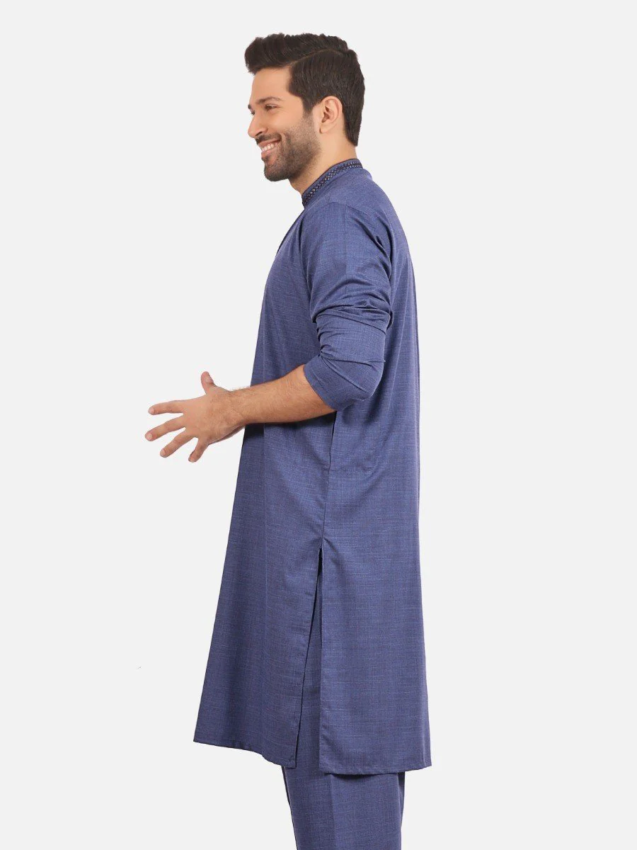 Men's Blue Shalwar Kameez - EMTKS20S-40862 - Image 2