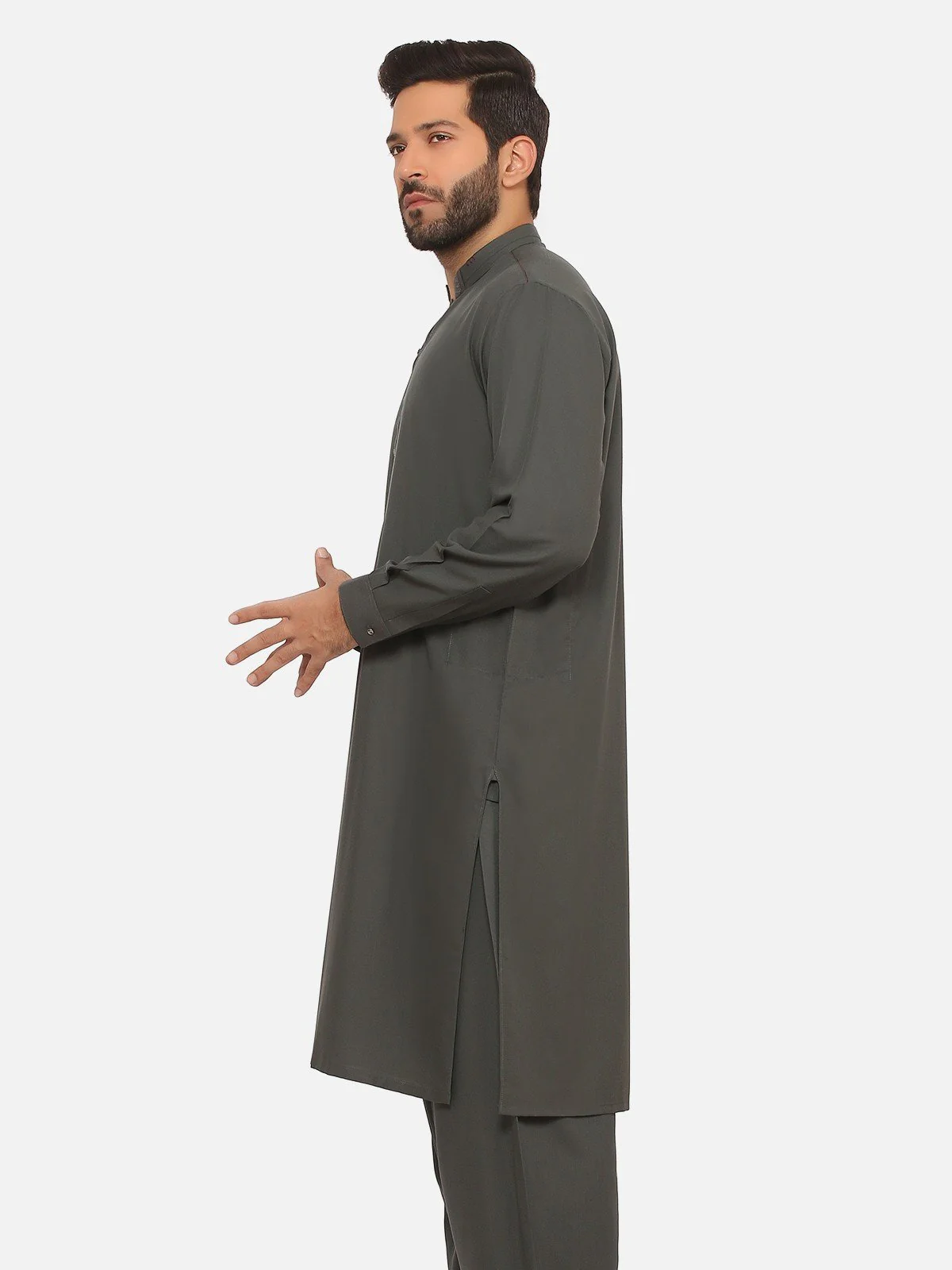 Men's Bottle Green Shalwar Kameez - EMTKS20S-40863 - Image 4