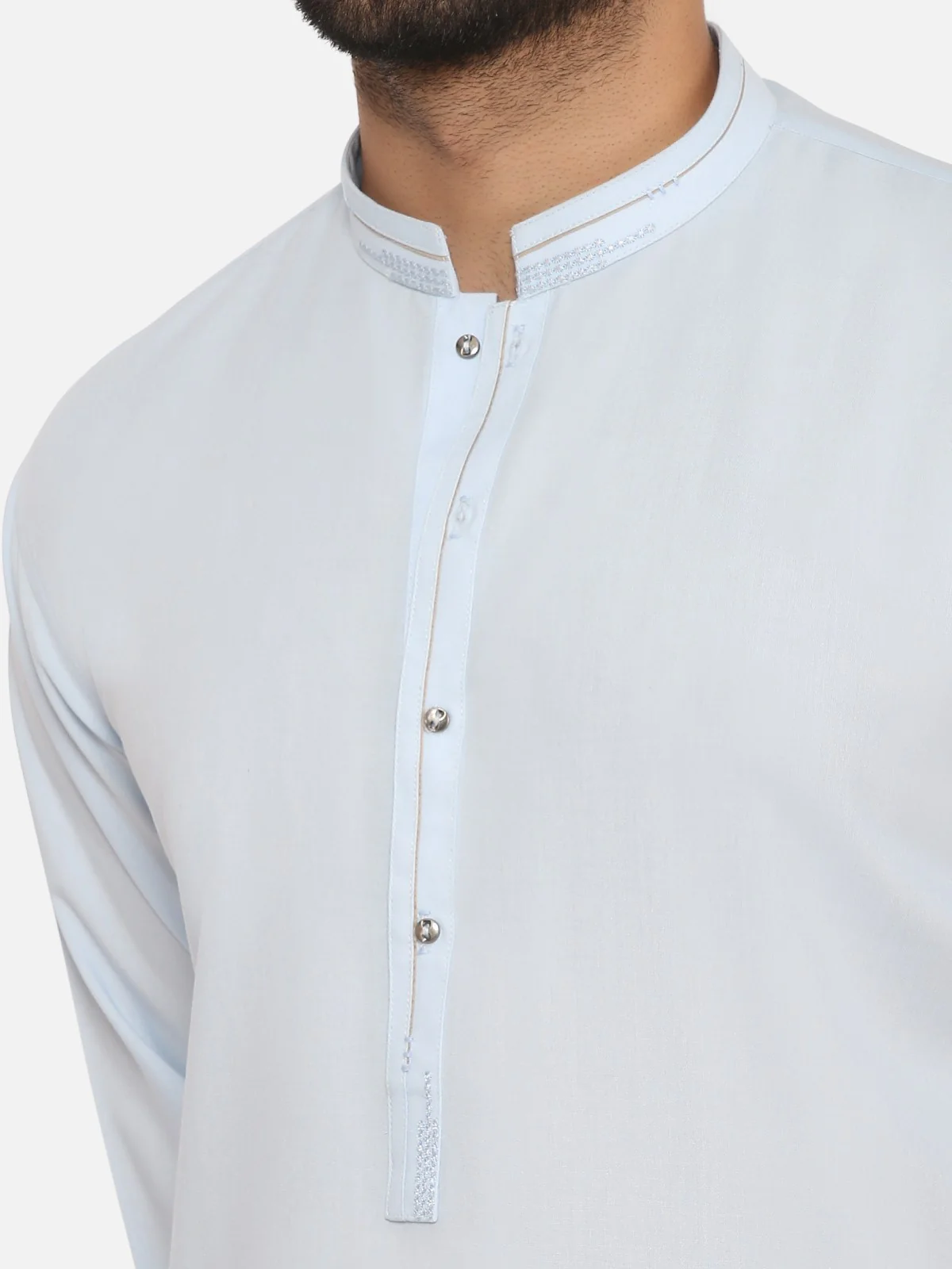 Men's Sky Blue Shalwar Kameez - EMTKS20S-40864 - Image 3