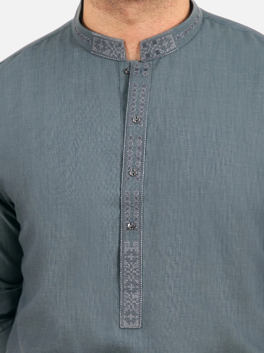 Men's Sea Green Shalwar Kameez - EMTKS20S-40867 - Image 3