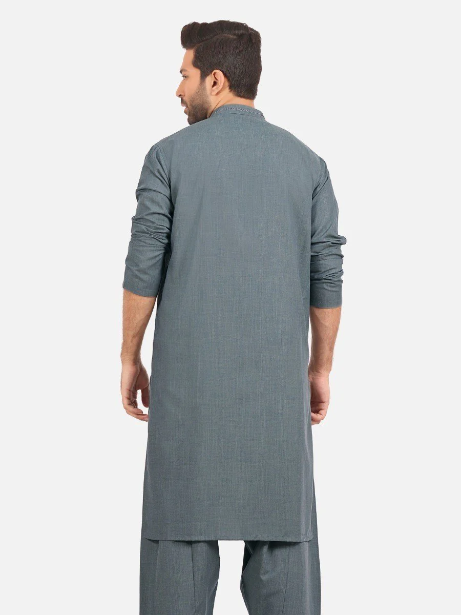 Men's Sea Green Shalwar Kameez - EMTKS20S-40867 - Image 4