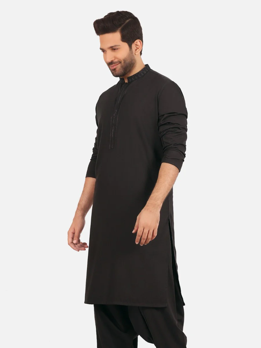 Men's Charcoal Shalwar Kameez - EMTKS20S-40871 - Image 2