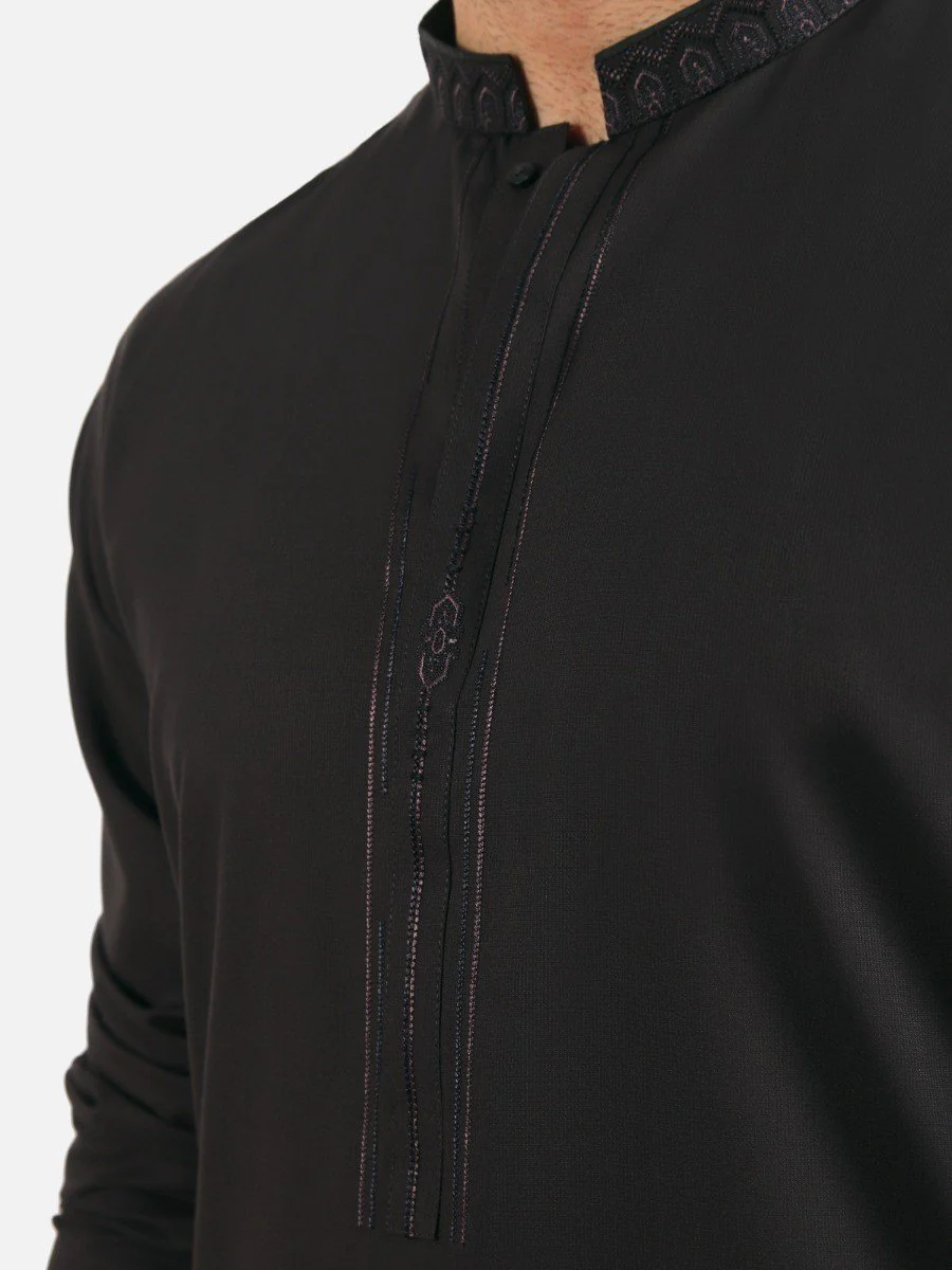 Men's Charcoal Shalwar Kameez - EMTKS20S-40871 - Image 3