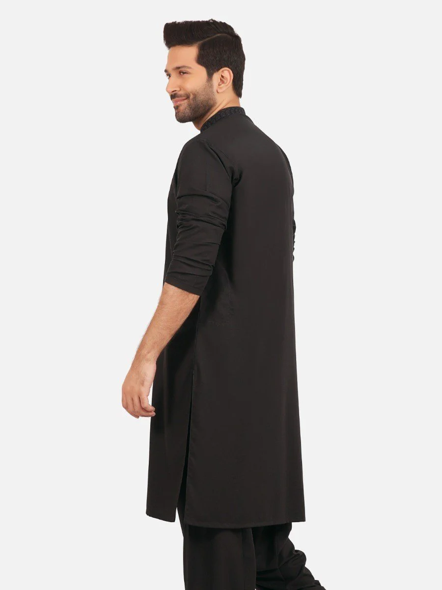 Men's Charcoal Shalwar Kameez - EMTKS20S-40871 - Image 4
