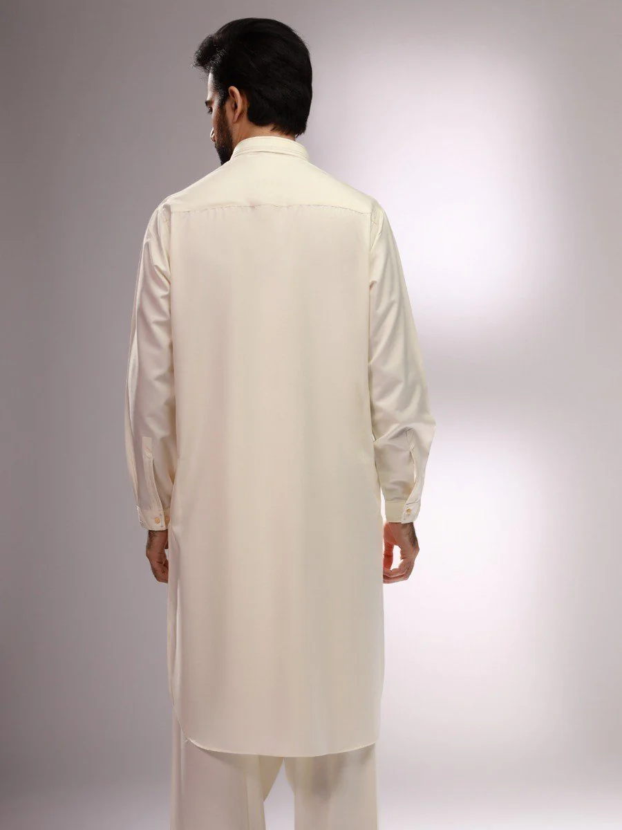 Men's Cream Shalwar Kameez - EMTKS20S-40879 - Image 4