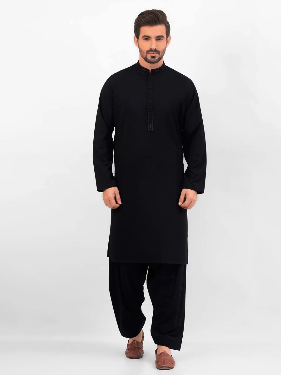 Men's Black Shalwar Kameez - EMTKS20S-40880
