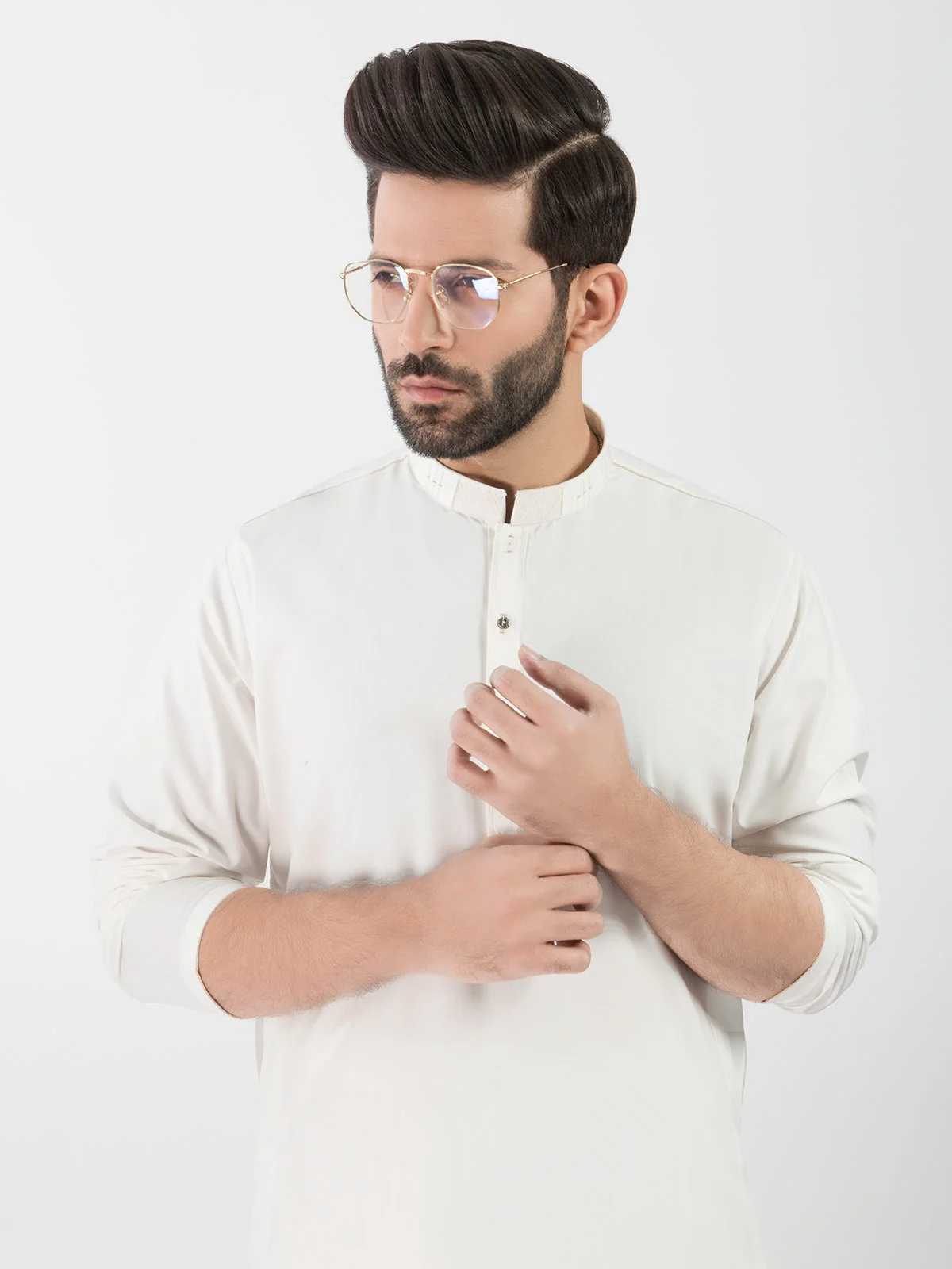 Men's Off White Shalwar Kameez - EMTKS20S-40891